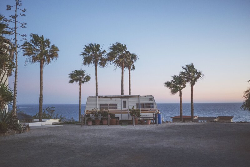 White Trailer by Ocean