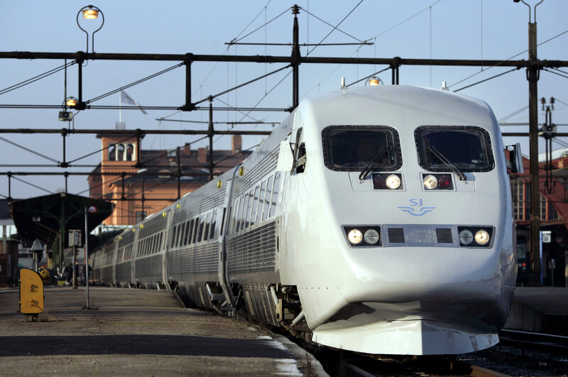 White train at a station