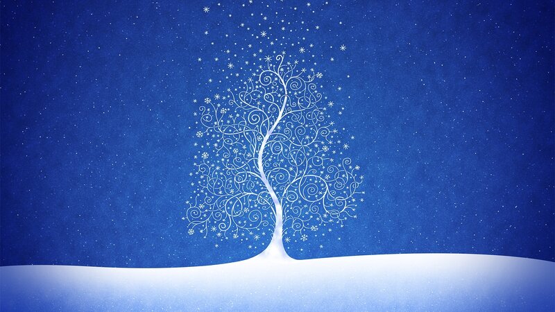 White Tree in Snow — Blue