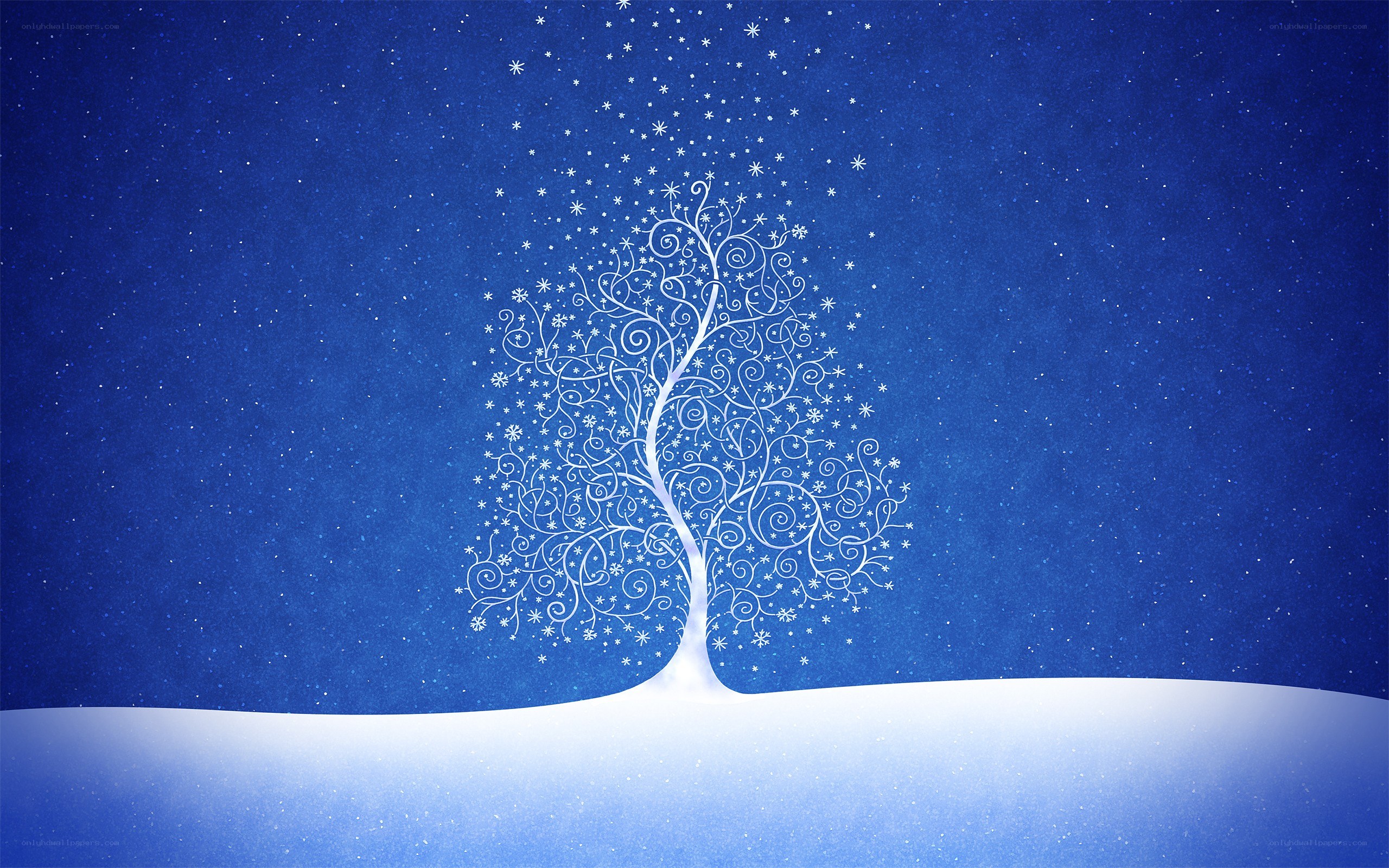 white tree in snowy night