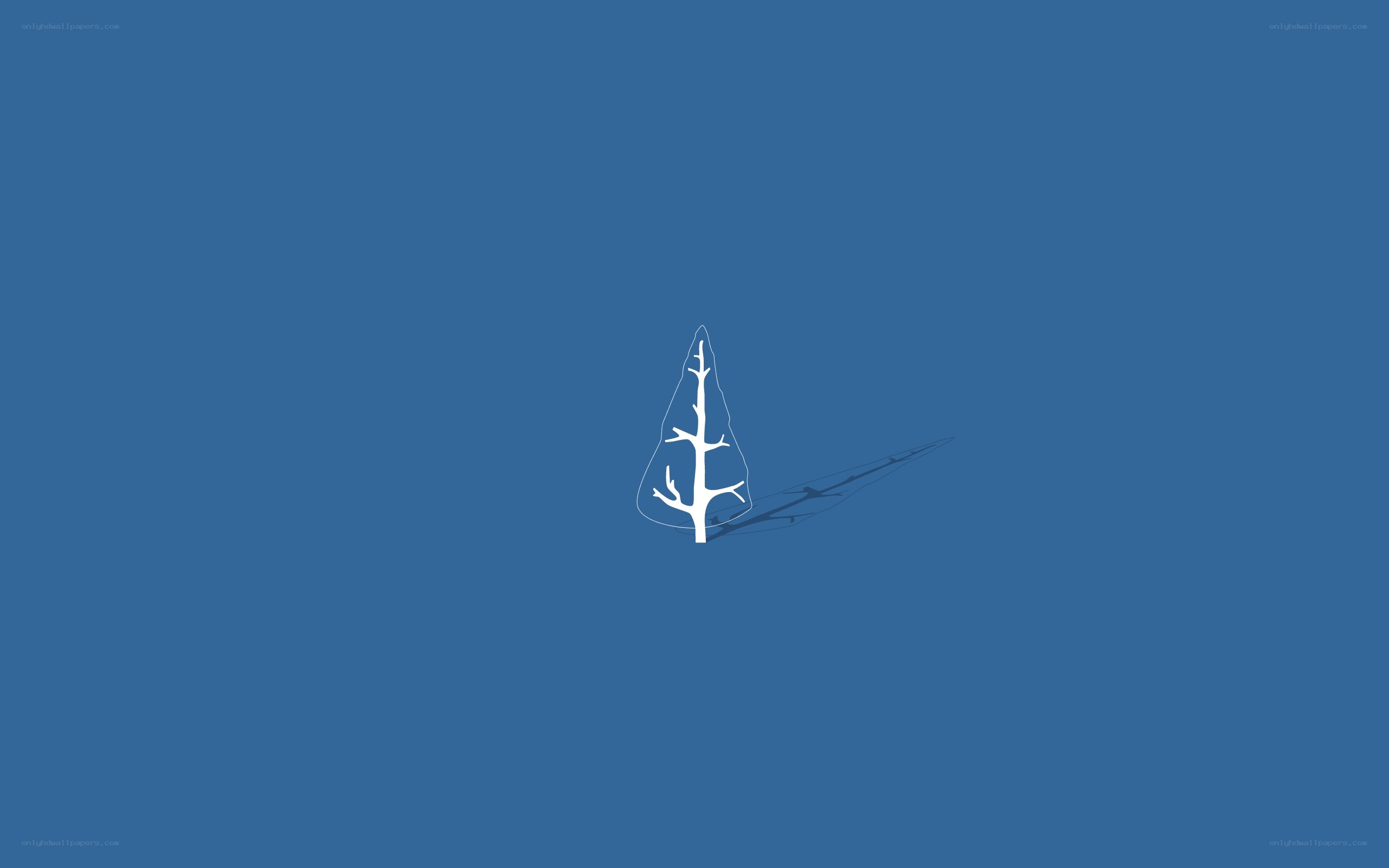 white tree on blue background