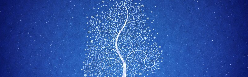 white tree on blue background