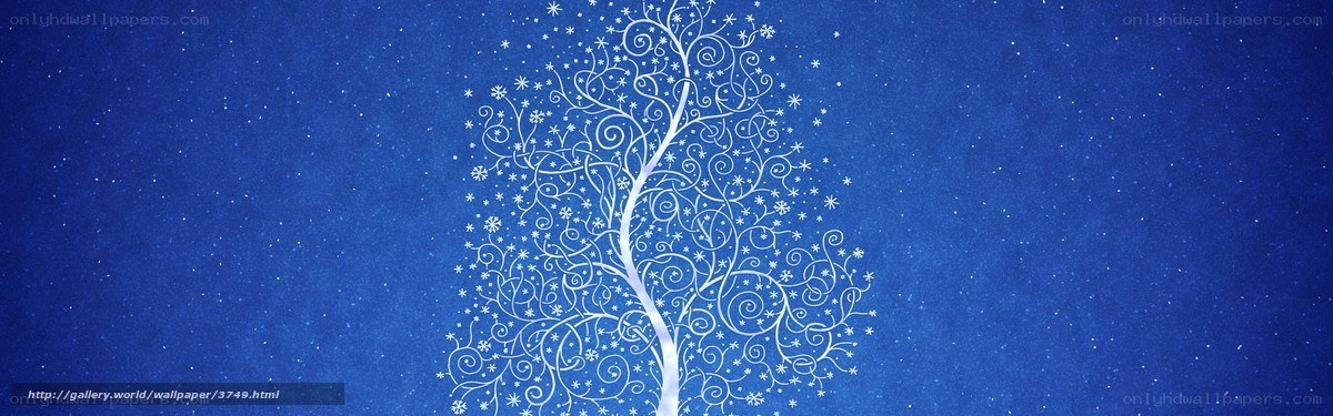 white tree on blue background