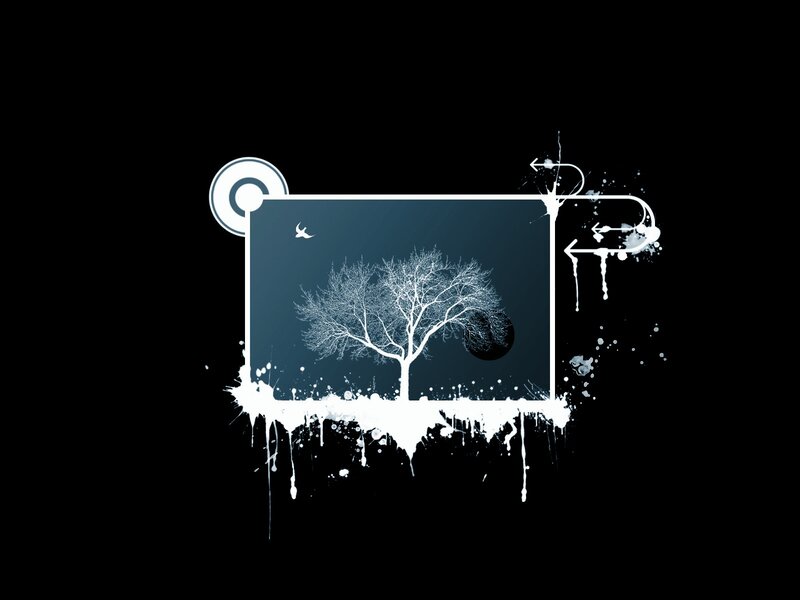 White Tree on Dark Background — Black