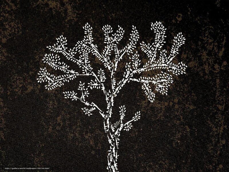 White tree on dark background