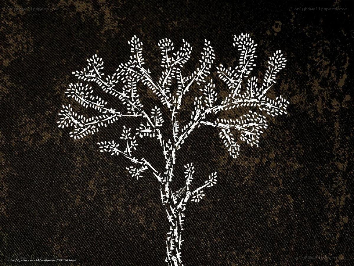 White tree on dark background