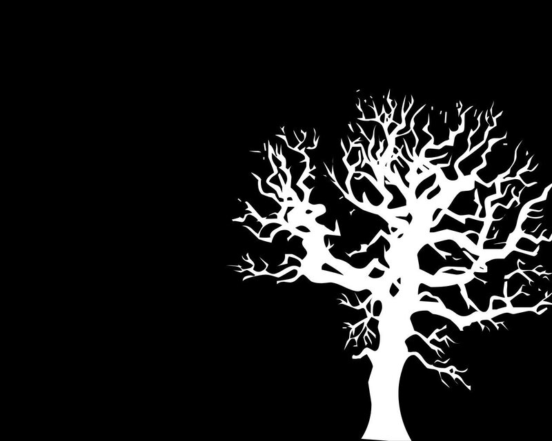 white tree silhouette