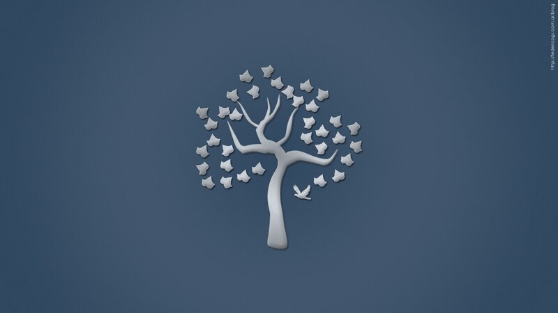 White tree with birds