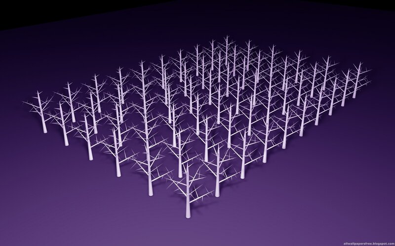 white trees on purple background