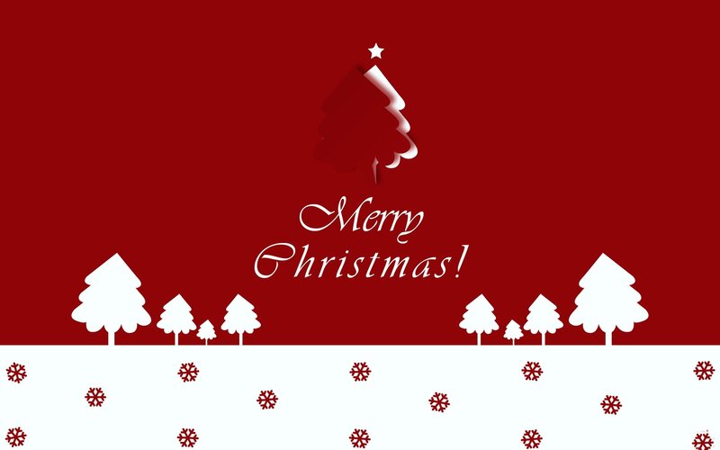 White Trees on Red Background — Festive