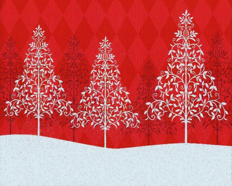 White Trees on Red Background