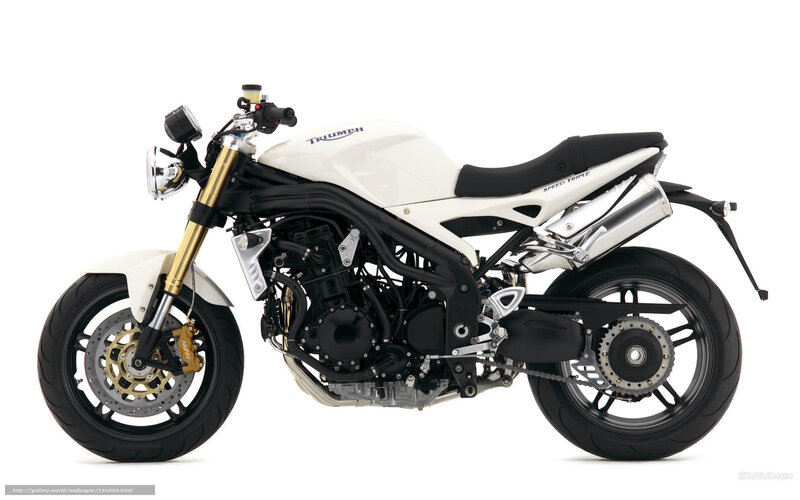White Triumph Motorcycle — Neutral, Photograph, Engine