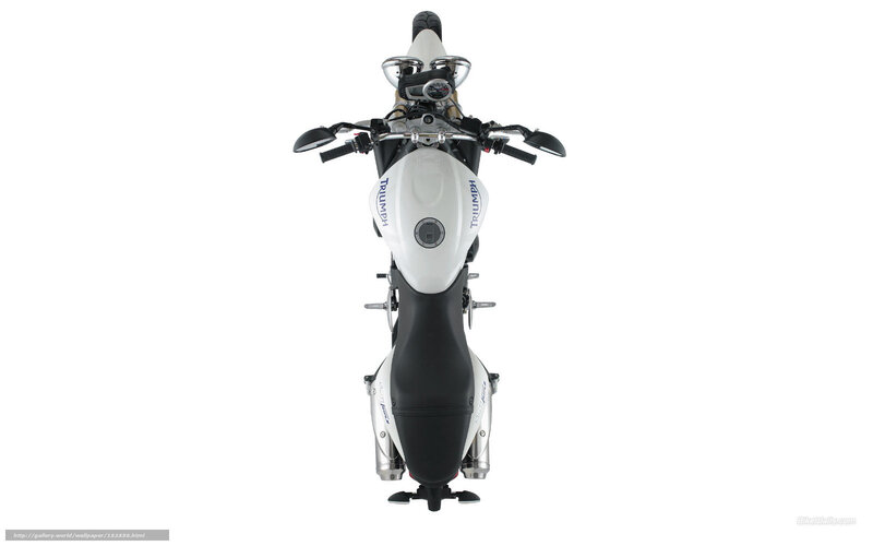 White Triumph Motorcycle — Neutral, Photograph, Handlebars