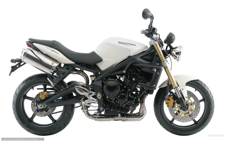 White Triumph Motorcycle — Neutral, Photograph