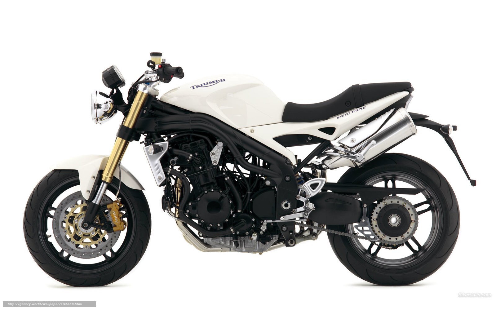 White Triumph Speed Triple motorcycle
