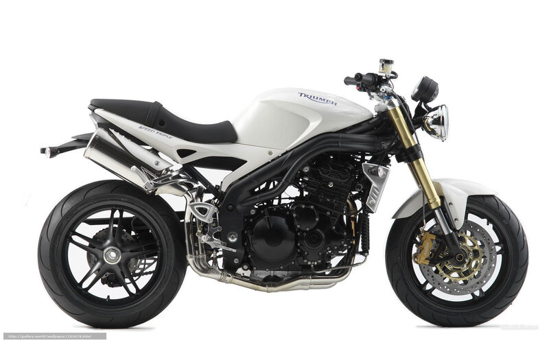 white triumph speed triple motorcycle