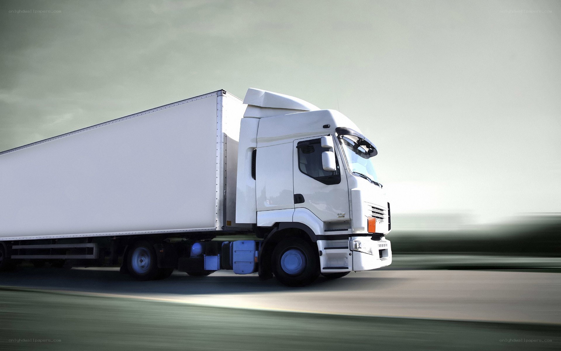 White truck in motion