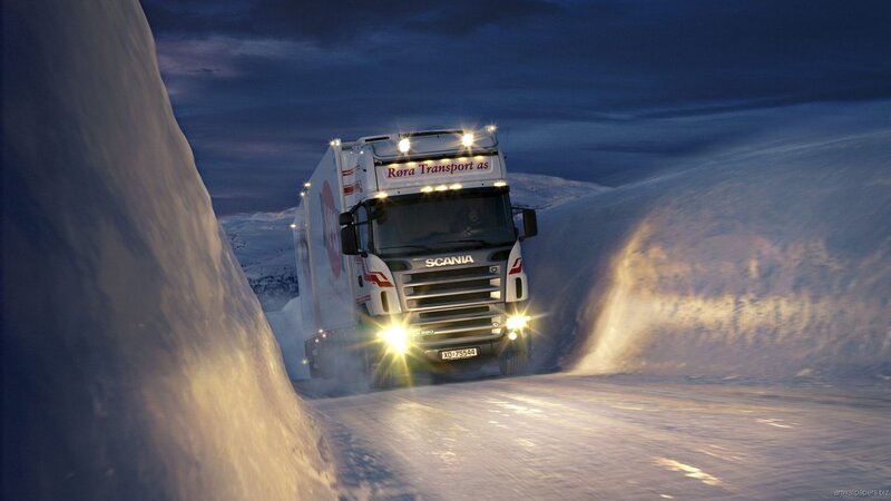 White Truck in Snow — Dramatic, Winter