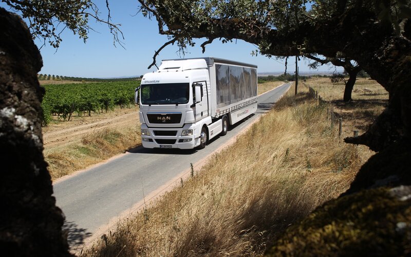 White truck on rural road