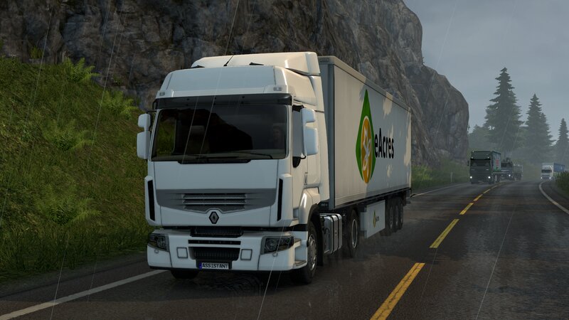 White Truck on Wet Road