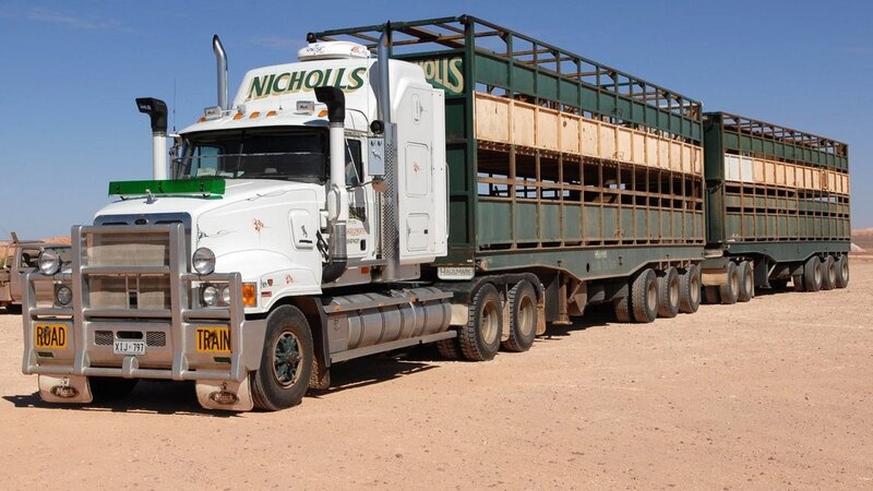 White Truck with Green Trailers