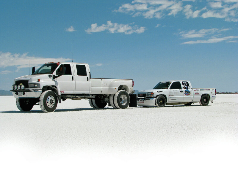 White Trucks on Salt Flat