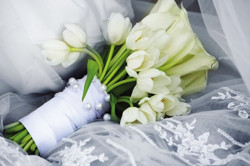 White Tulip Bouquet — Serene, Photograph