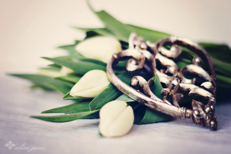 White Tulips and Heart Pendant