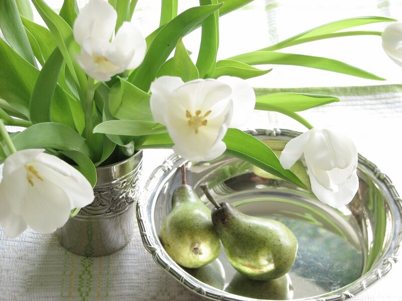 White Tulips and Pears — Green
