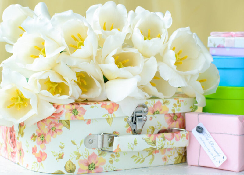 White Tulips in Suitcase