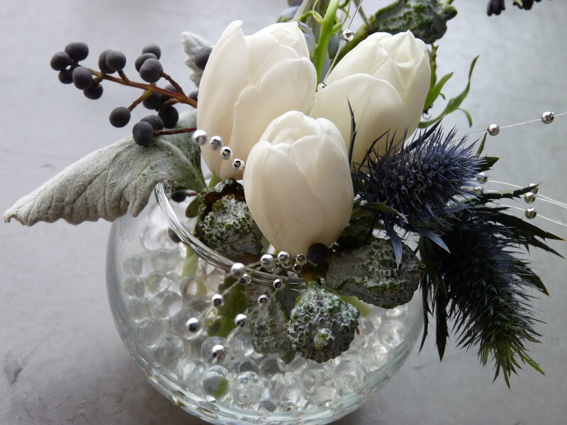 White Tulips in Vase — Calm, Photograph