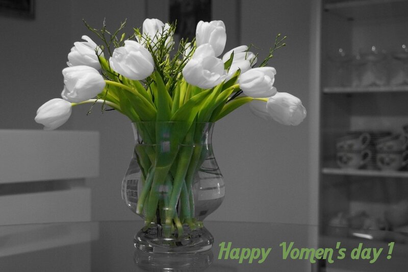 White Tulips in Vase — Serene, Photograph, Table