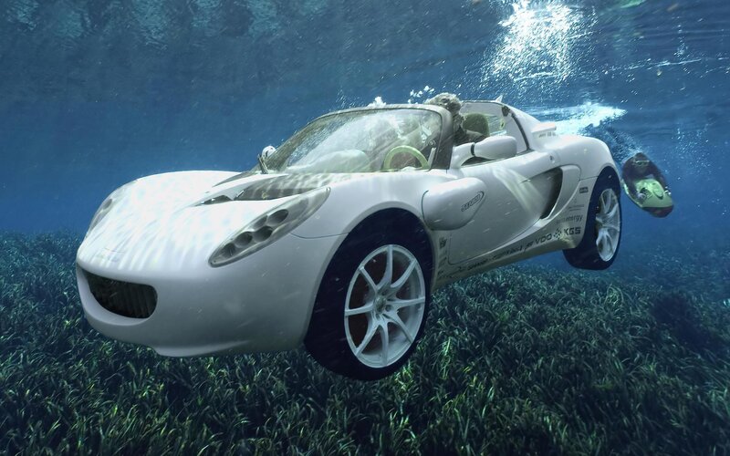 White Underwater Car
