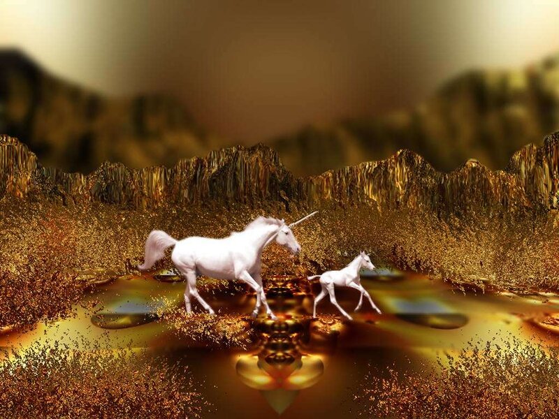 White Unicorn and Foal