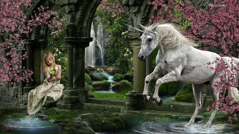 White Unicorn and Girl