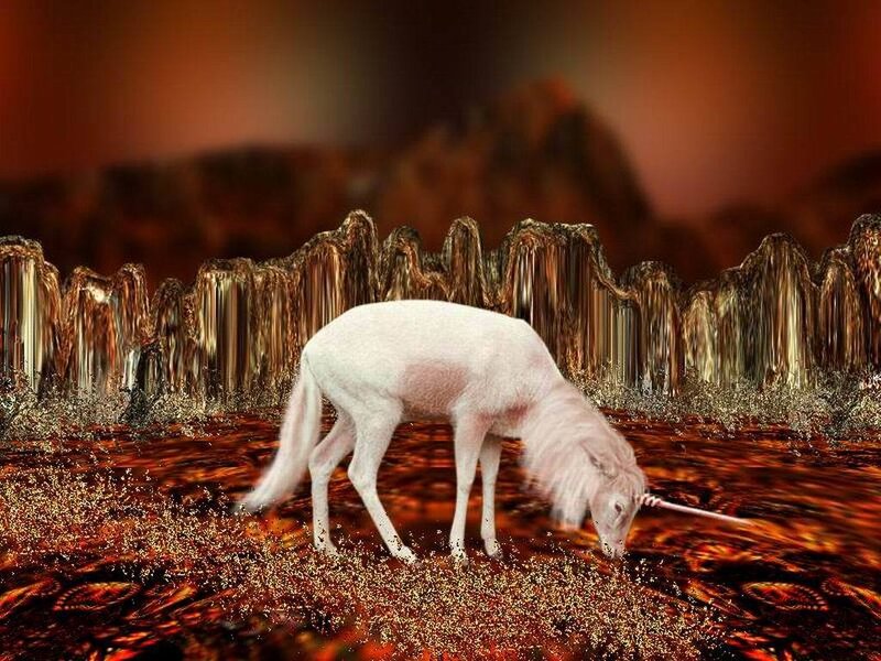 White Unicorn Drinking