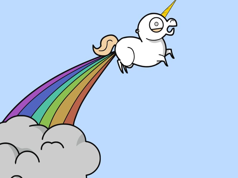 White Unicorn Farting Rainbow