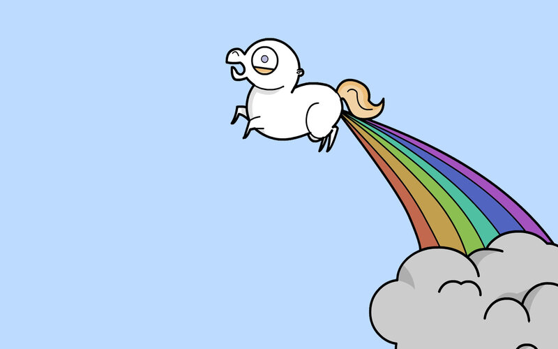 White Unicorn Flying — Blue