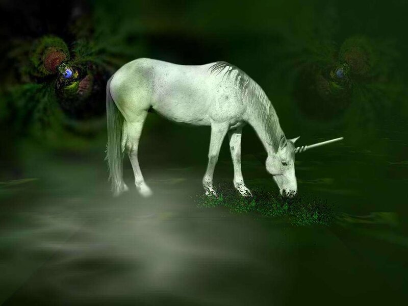 White Unicorn Grazing