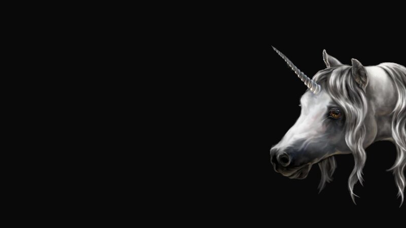 White Unicorn Head — Black