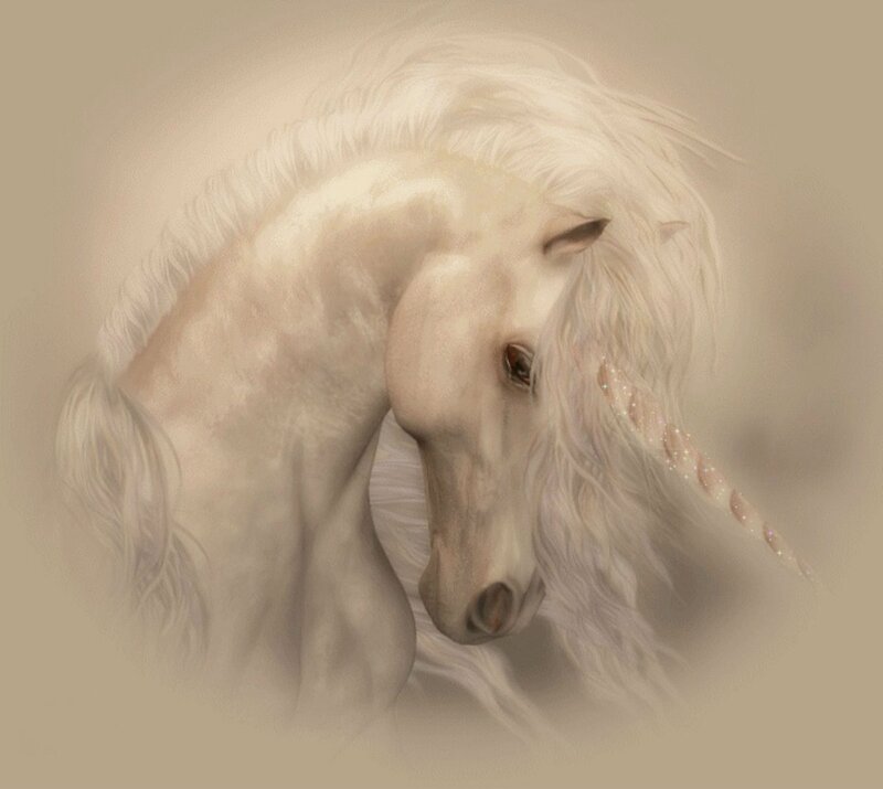 White Unicorn Head — Serene, Digital Art, Horn, Mane
