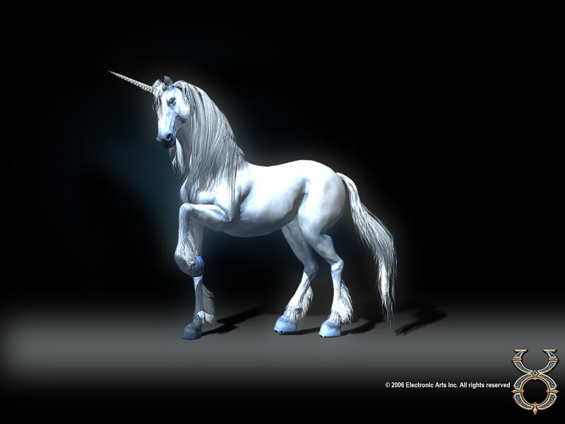 White unicorn in dark setting