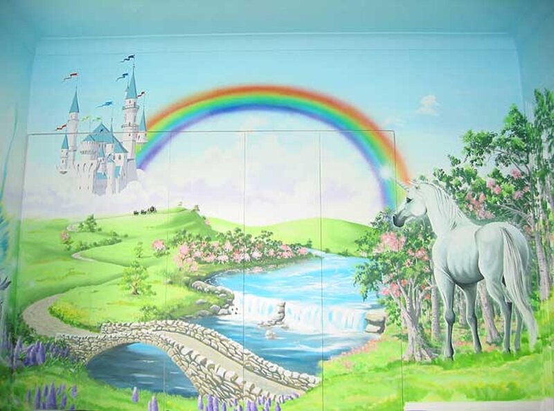 White Unicorn in Forest — Green