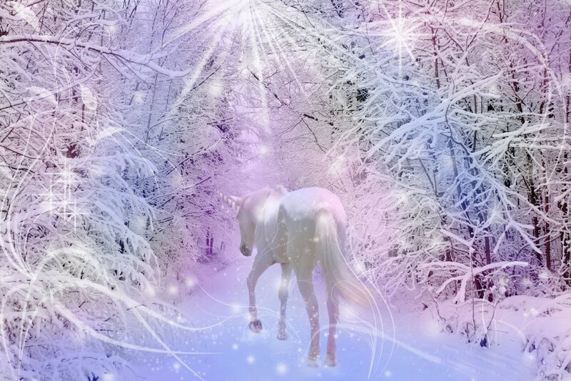 White Unicorn in Forest — Magical