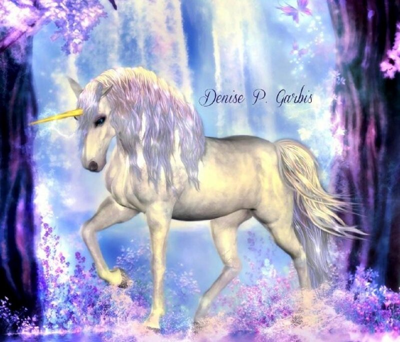 White Unicorn in Forest — Purple, Magical