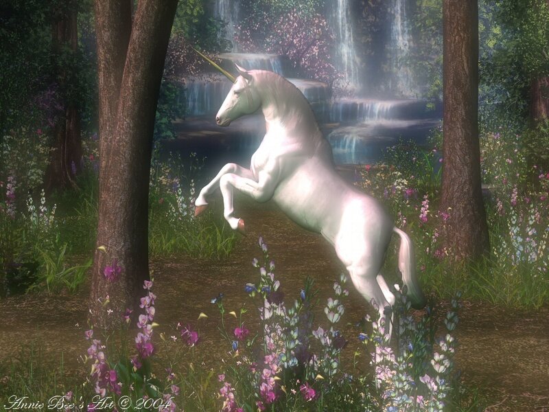 White Unicorn in Forest — Serene