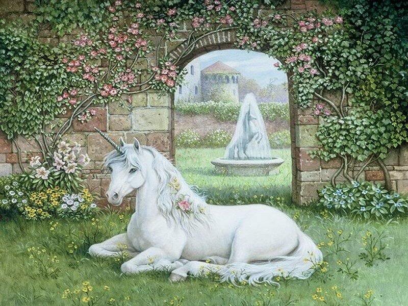 White Unicorn in Garden
