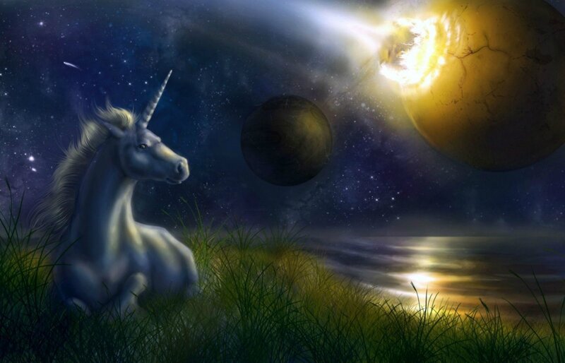White Unicorn in Grass