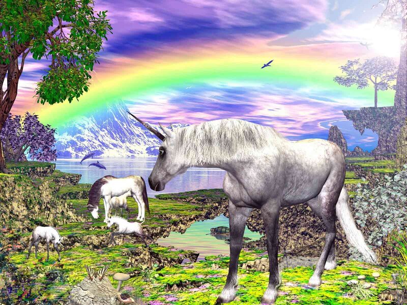 White Unicorn in Meadow