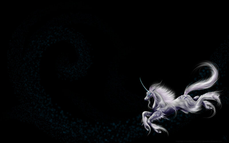 White Unicorn in Motion — Black